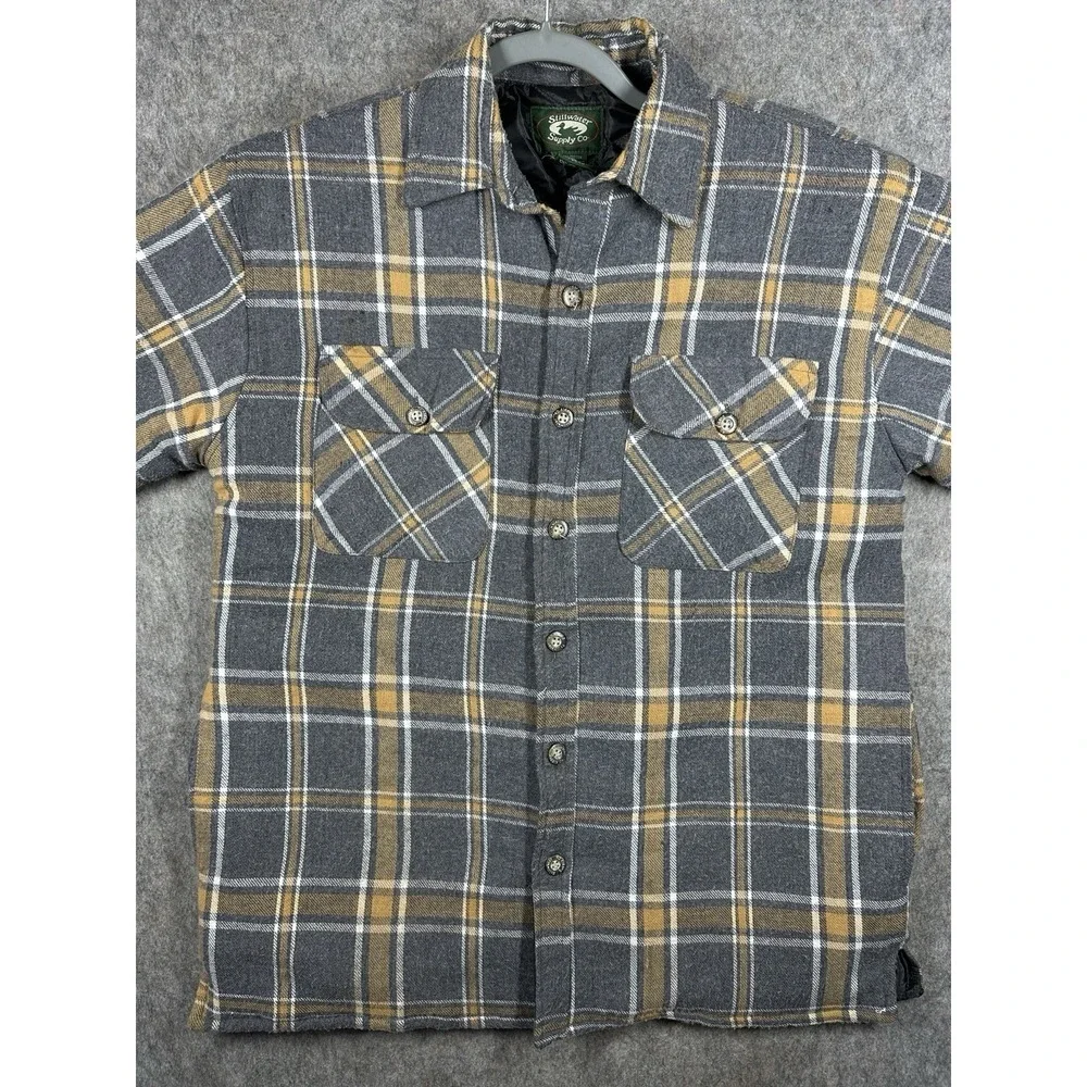 Stillwater Supply Co Quilted Flannel Jacket Mens Medium Plaid Lined Shirt Coat